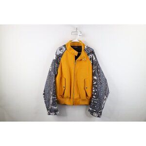 Sevin Kasran Streetwear Adult 2XL XXL Turmeric Floral Flower Wool Bomber Jacket